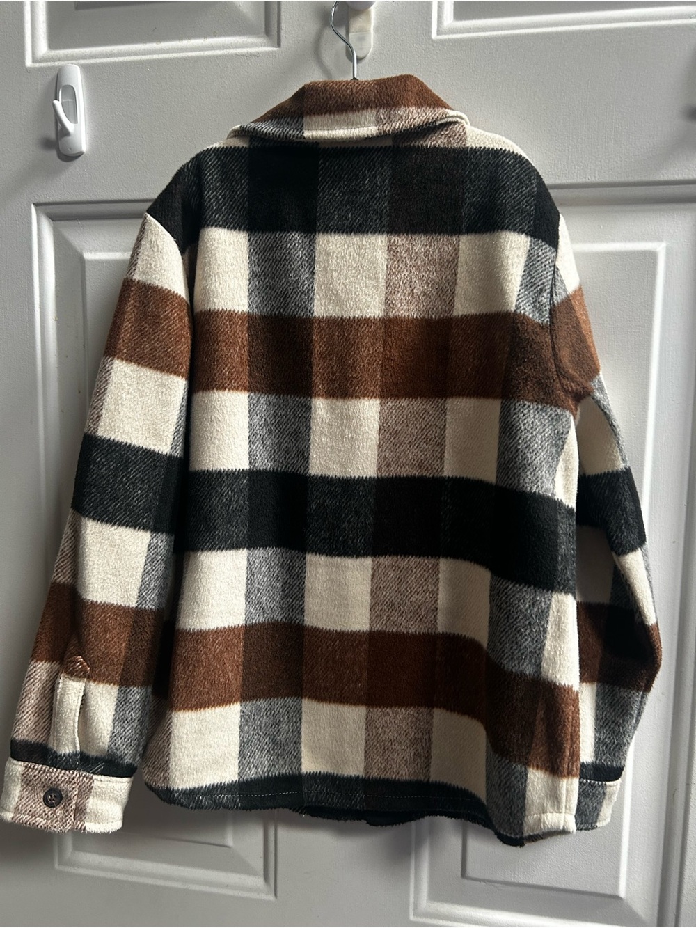 Janie and Jack Brown & Cream Plaid Button-Front Shacket Sz 7/8 - Picture 10 of 13
